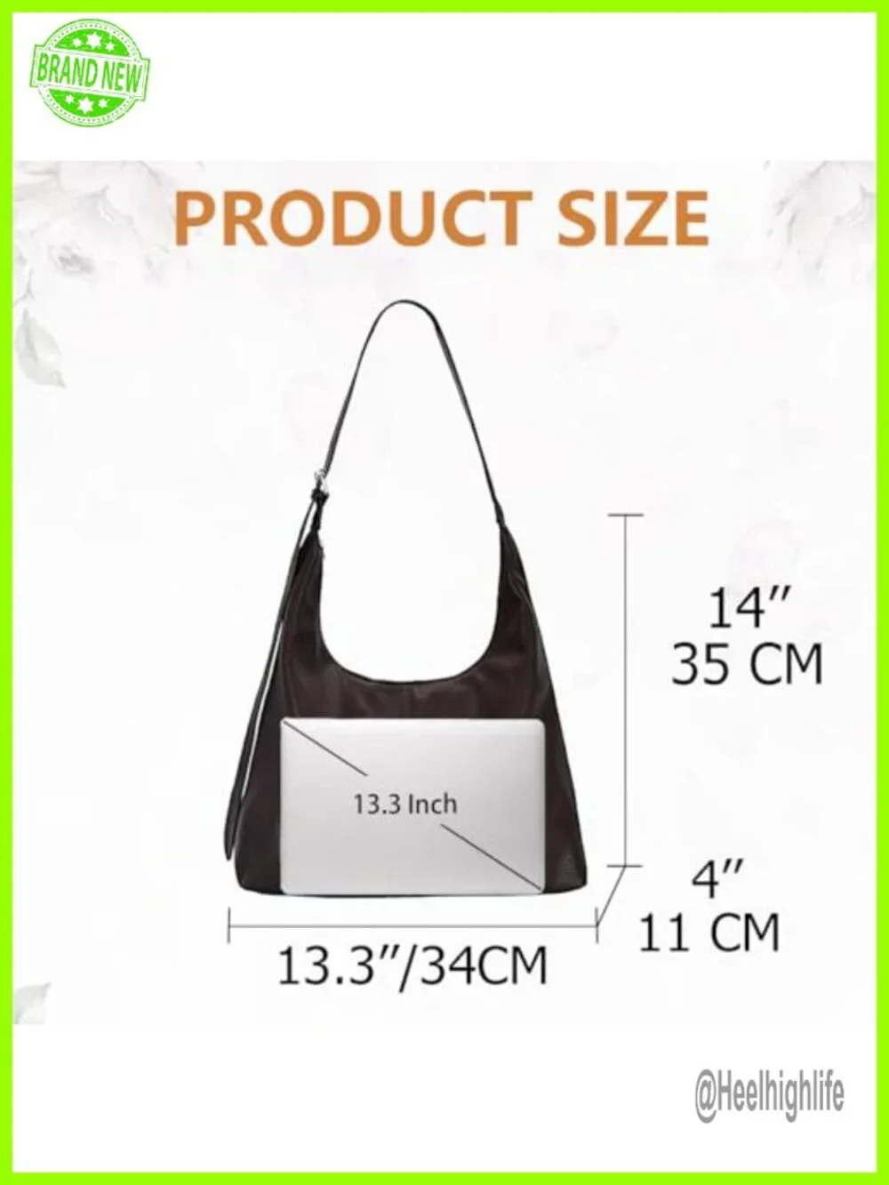 Large Hobo Bag Vegan Leather Shoulder Handbag Slouchy Tote Travel Shopping